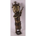 A Benin bronze of musician, Africa, Nigeria, 20th/21st century.