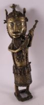 A Benin bronze of musician, Africa, Nigeria, 20th/21st century.