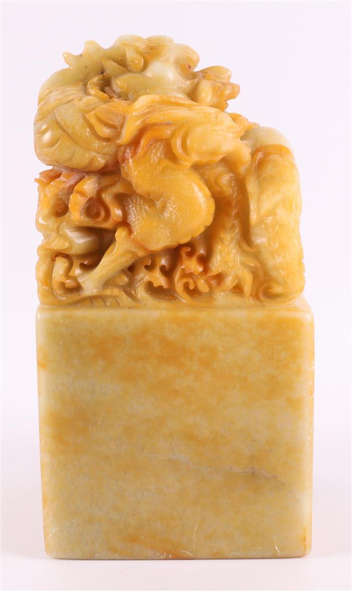 A soapstone stamp with relief of a dragon with pearl and boy, China, - Image 14 of 20