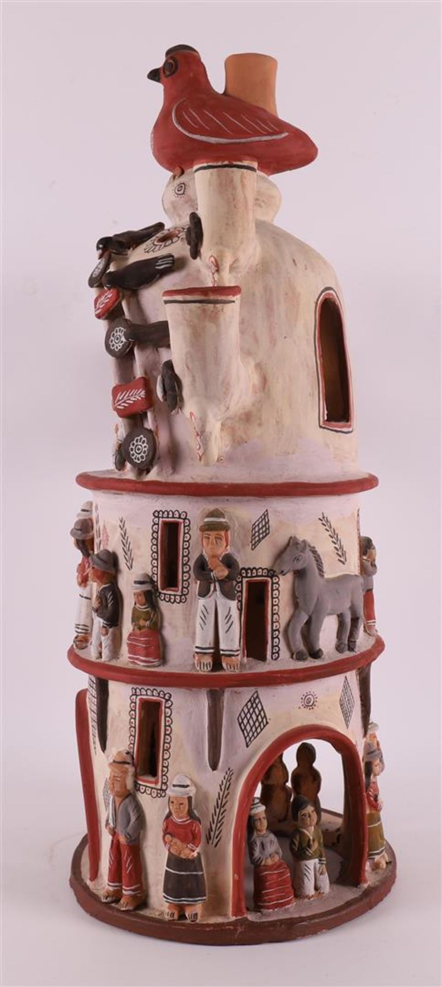 A ceramic candlestick with Central American figures, late 20th century. - Image 3 of 4