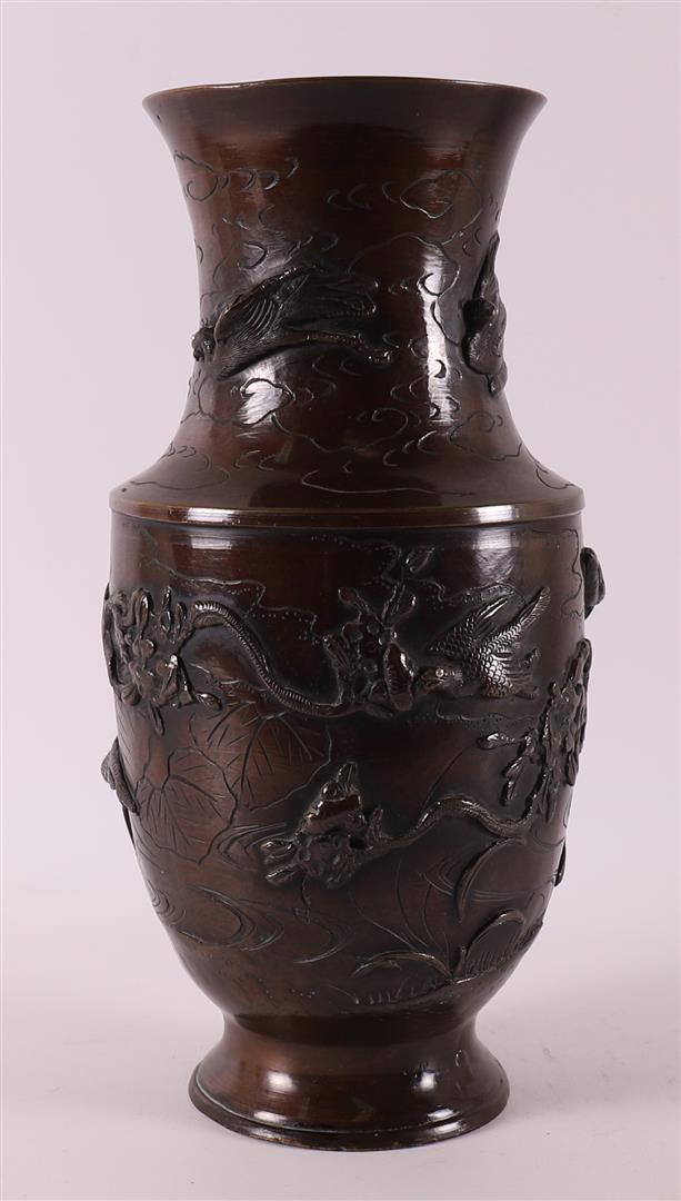A brown patinated bronze vase, Japan, Meiji, early 20th century. - Image 3 of 6