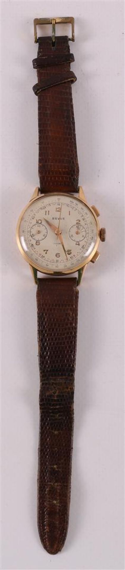 A vintage Revue 17 Rubis Incabloc men's wristwatch in 18 kt gold case.
