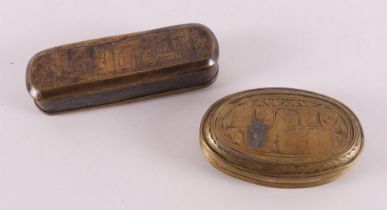 Two various brass tobacco boxes, 18th century.