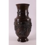 A brown patinated bronze vase, Japan, Meiji, early 20th century.