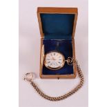 An Ancre Ligne droite men's vest pocket watch in a 14 kt case and ditto chain.