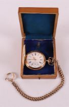 An Ancre Ligne droite men's vest pocket watch in a 14 kt case and ditto chain.