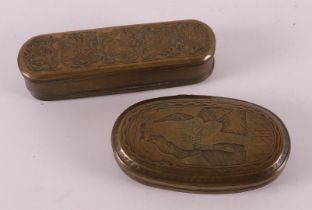 Two various brass tobacco boxes, 18th century.