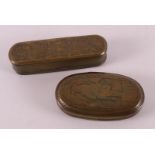 Two various brass tobacco boxes, 18th century.