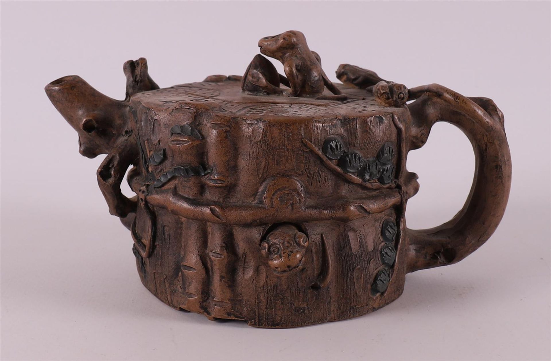 A yixing stoneware tree trunk-shaped teapot, China, 20th century. - Image 2 of 11