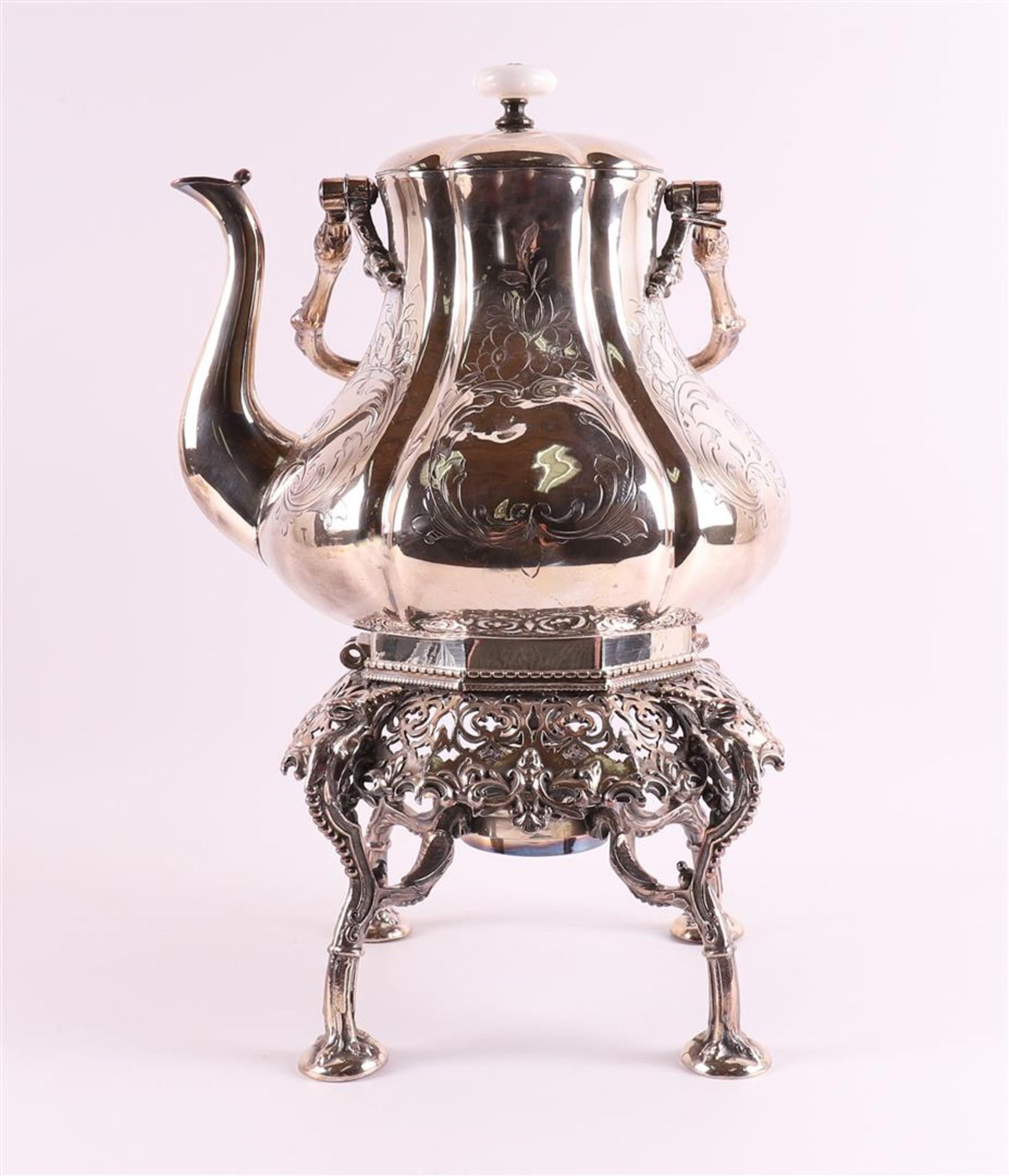 A chrome-plated pewter bowl on an openwork brazier, 2nd half of the 19th century - Bild 2 aus 5