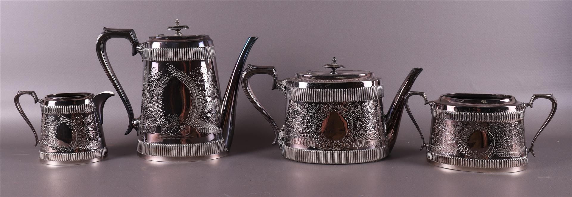 A silver plated tea and coffee set, England, Walter & Hall, Scheffield. - Bild 5 aus 6