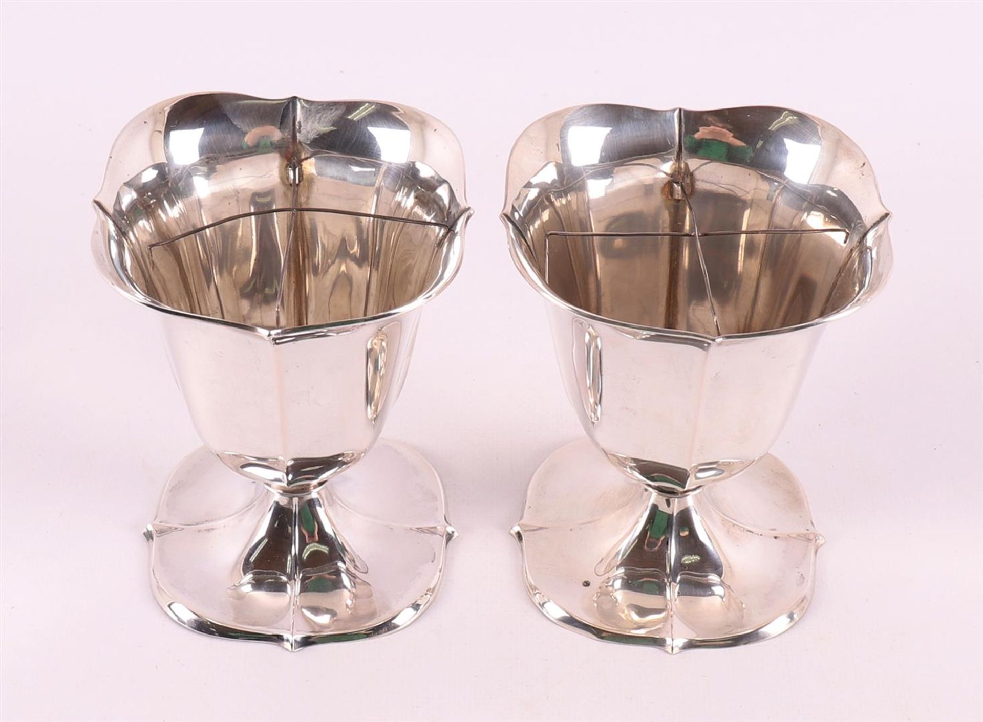 A pair of second grade 835/1000 silver vases, including year letter 1929. - Image 2 of 7