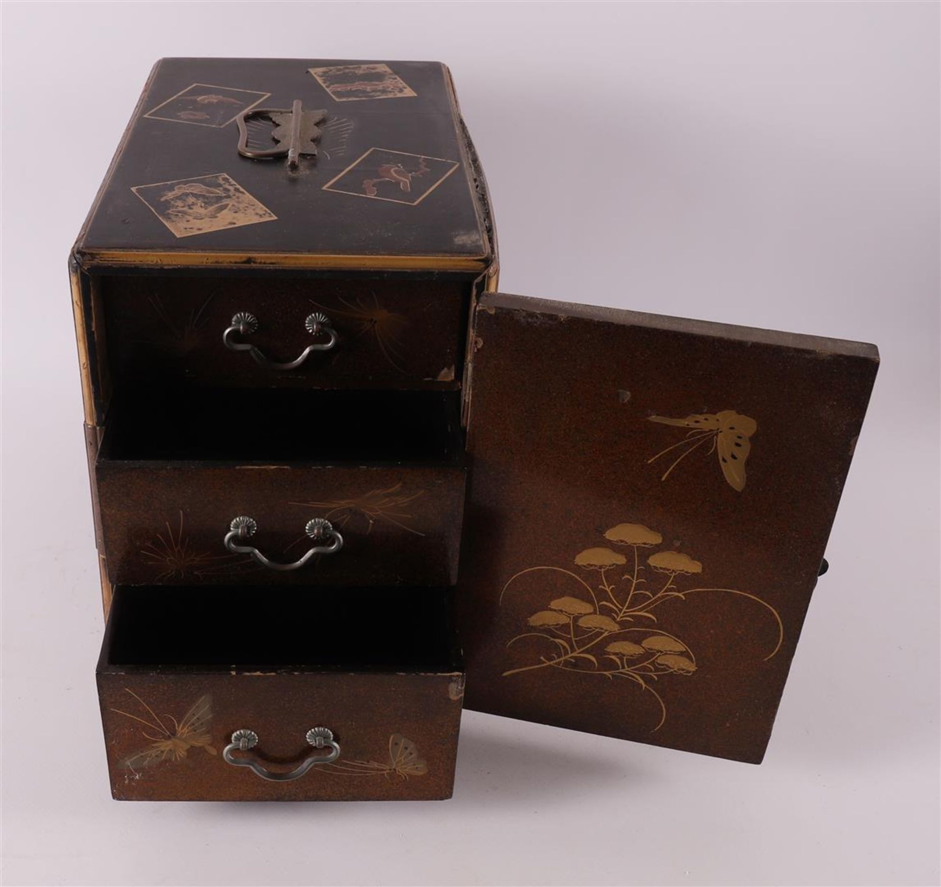 A black lacquer chest of drawers, Japan, Meiji, late 19th century. - Image 4 of 7