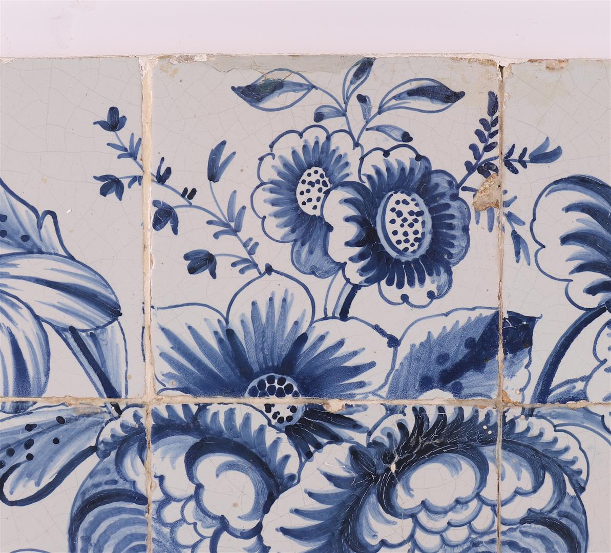 A 9-pass tile tableau with a flower vase decor, Netherlands, 18th century. - Bild 3 aus 11