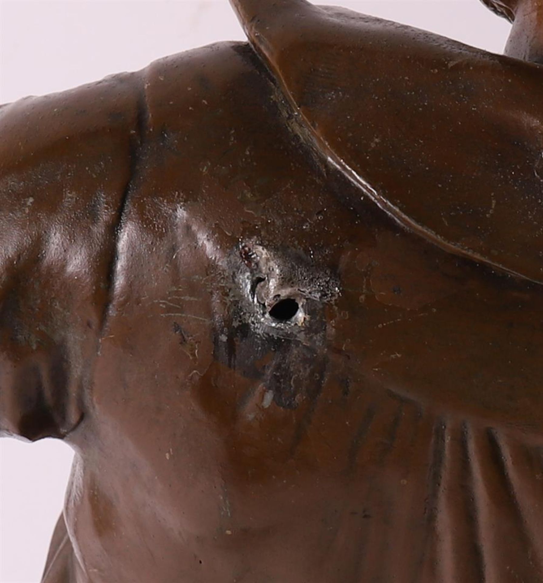 A brown patinated white metal 'samac' sculpture of a fisherman, France, - Image 4 of 6