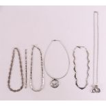 A lot of silver vintage design necklaces and bracelets, 20th century,