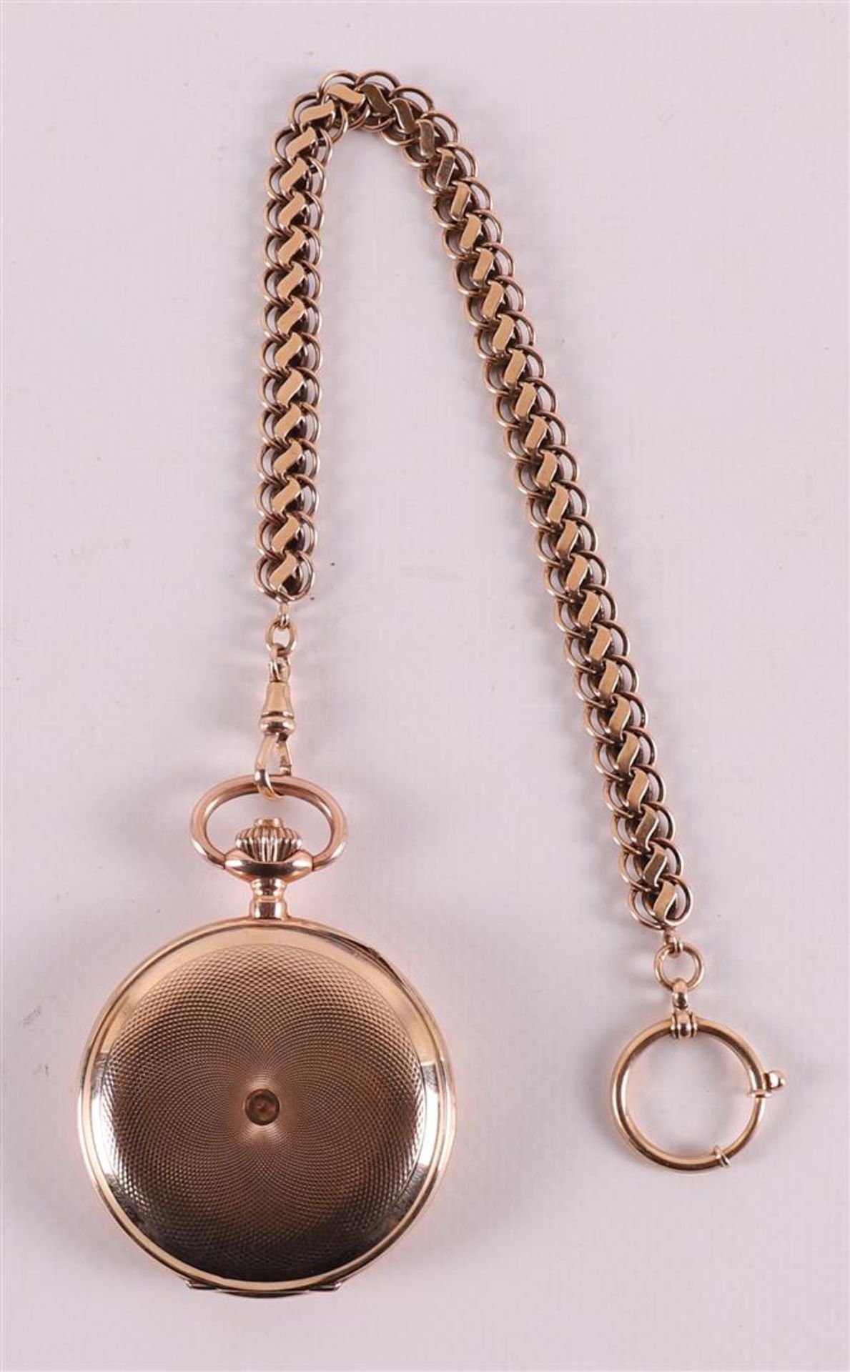 An Ancre Ligne droite men's vest pocket watch in a 14 kt case and ditto chain. - Image 5 of 5
