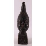 A brown patinated bronze bust of a mother, Benin style, 20th century.