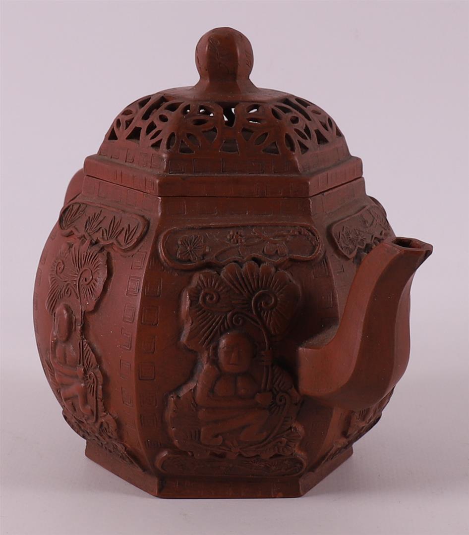 A yixing stoneware hexagonal teapot, China, 20th century. - Image 3 of 11