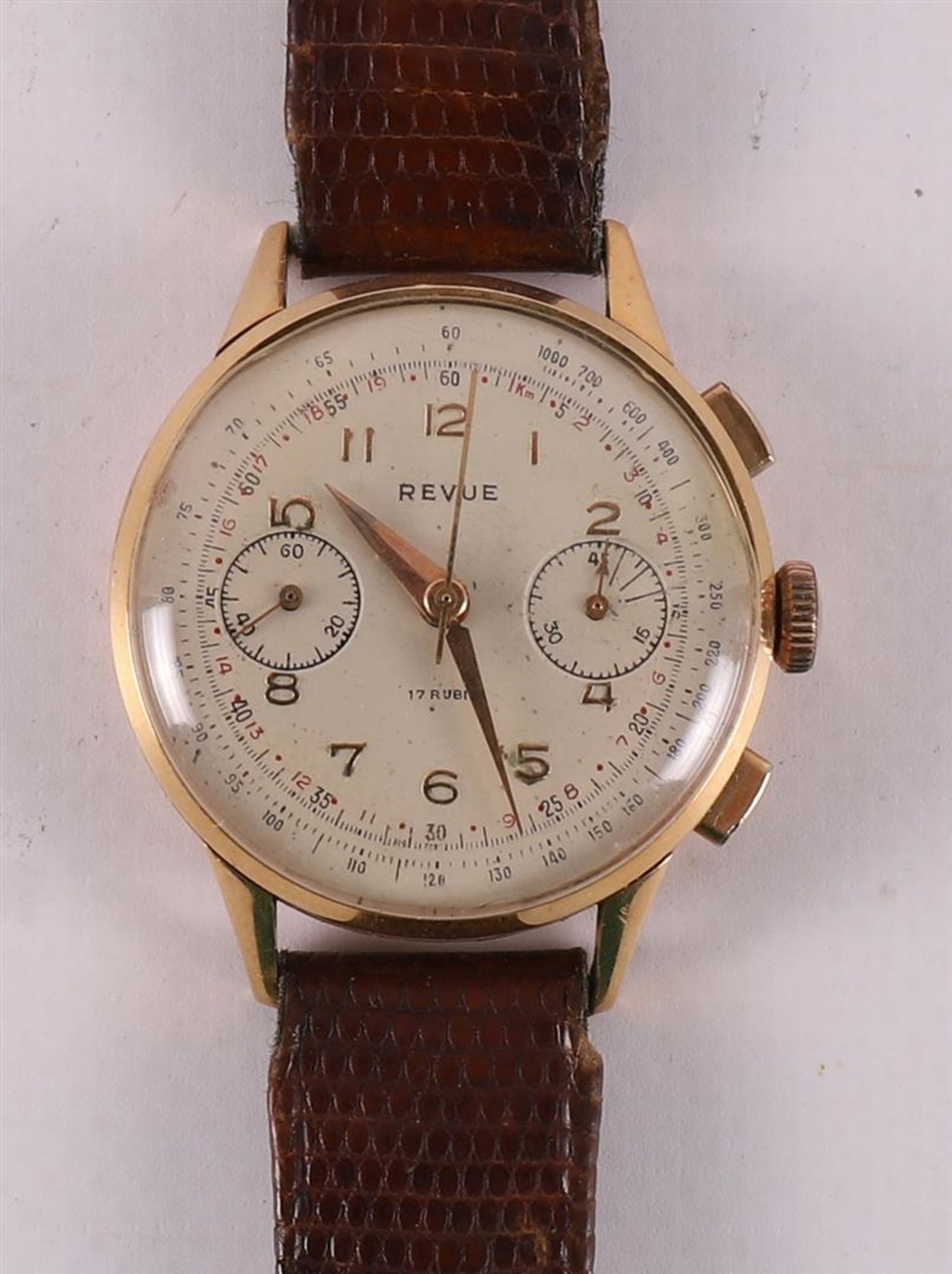 A vintage Revue 17 Rubis Incabloc men's wristwatch in 18 kt gold case. - Bild 2 aus 5