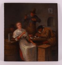 European school 19th century 'Cafe scene with pipe smokers',