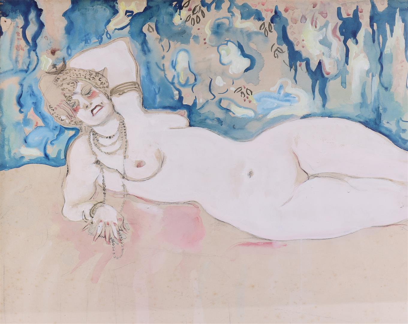 Dongen van, (bears signature) 'Female lying naked', - Image 2 of 7