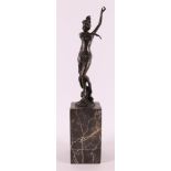 A brown patinated bronze female nude sculpture, after an antique example,