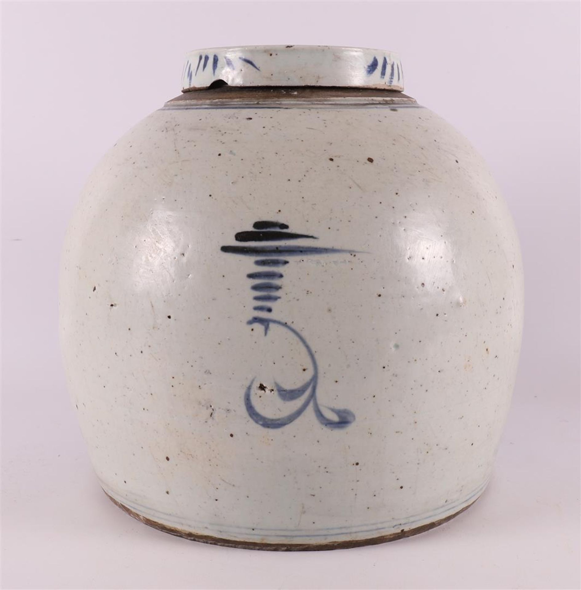 A blue/white porcelain ginger jar with lid, China, 19th century. - Bild 4 aus 11