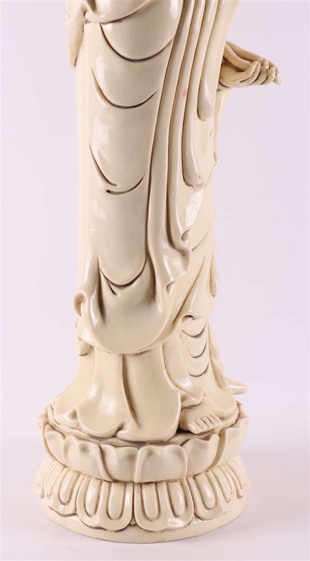 A white Chinese Kwan Yin standing on a lotus crown, China, 20th century. - Image 15 of 15