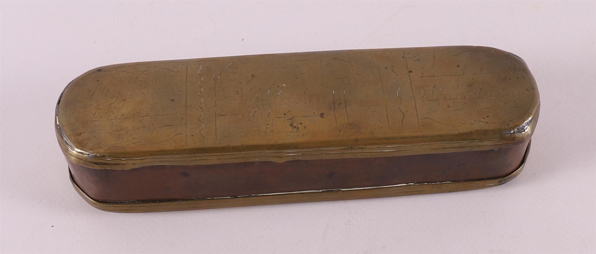 Two various brass tobacco boxes, 18th century. - Image 6 of 9