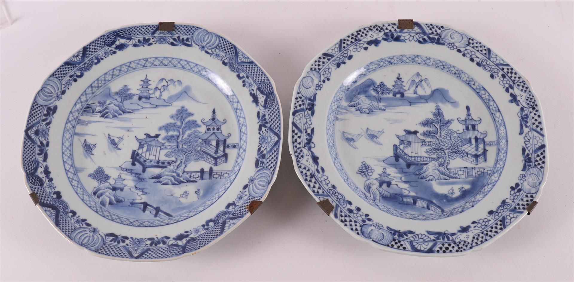 A series of six blue/white porcelain octagonal plates, China, Qianlong - Image 8 of 9