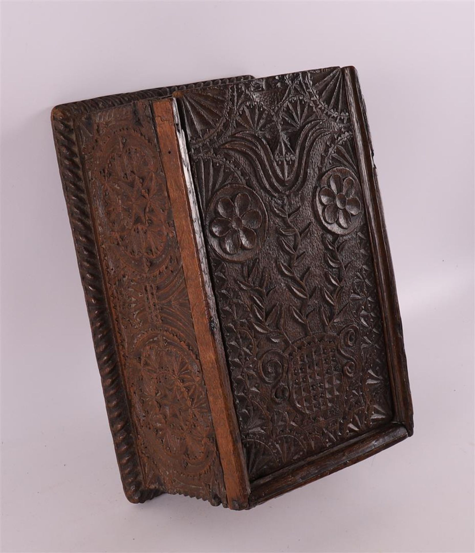 A carved wooden box, Friesland 19th century. - Image 2 of 5