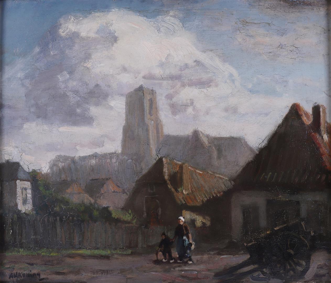 Koning, Arnold Hendrik (1860-1945) 'View of Elburg', - Image 2 of 3