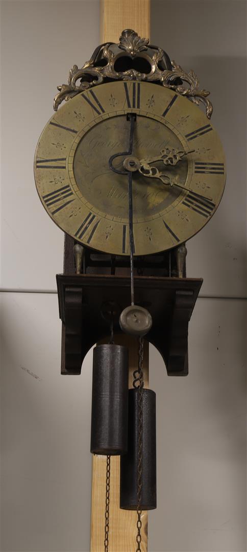 A lantern clock with a special 'Cow-swing' pendulum on the front, 17th century - Image 2 of 2