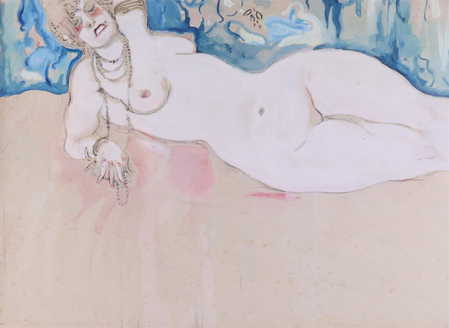 Dongen van, (bears signature) 'Female lying naked', - Image 4 of 7