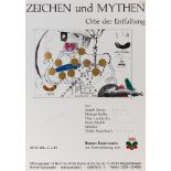 Zeichen und Mythen. Orte der Entfremdung. Plakat und 5 SW-Fotografien.