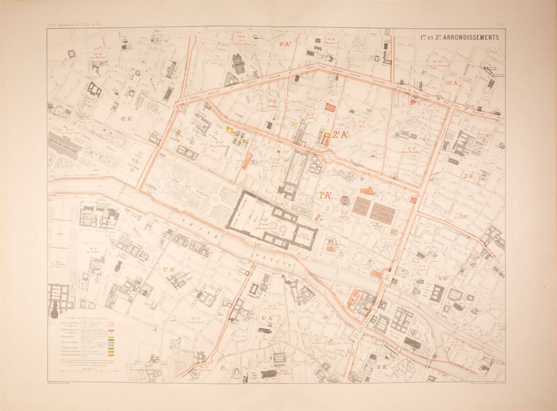 G.-E. Haussmann, Atlas administratif des 20 arrondissements de la ville de Paris. Paris 1868. - Image 2 of 2