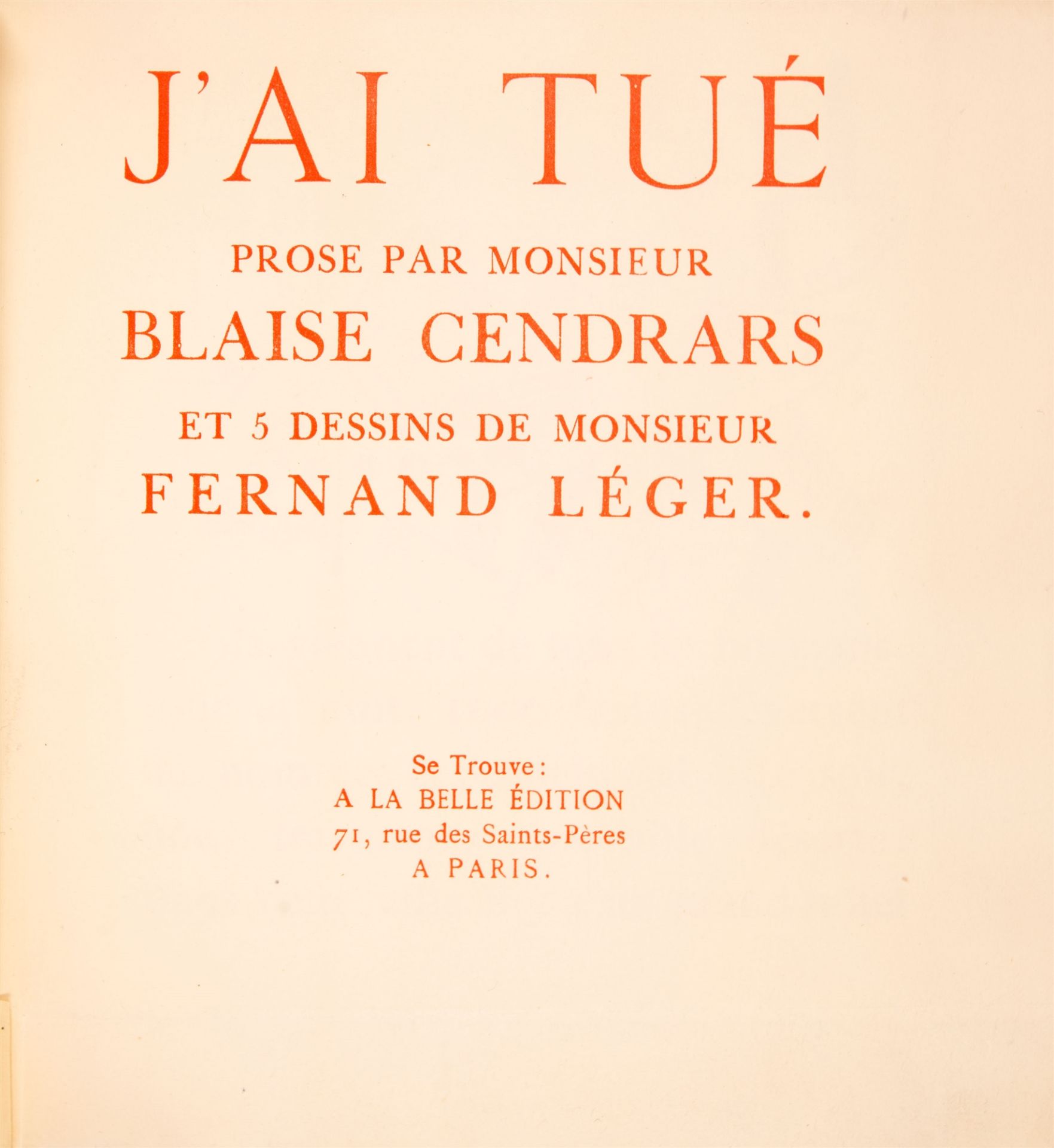 F. Léger / B. Cendrars, J'ai tué. Paris (1918). - Image 2 of 4