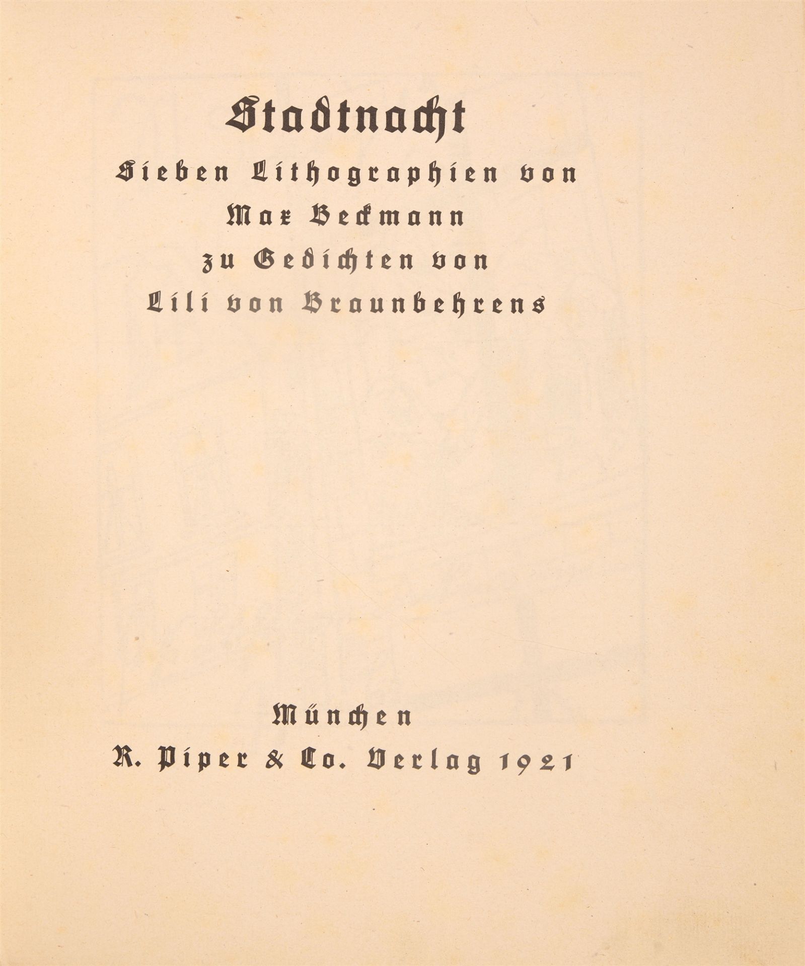 M. Beckmann / L. v. Braunbehrens, Stadtnacht. München 1921. - Image 3 of 3