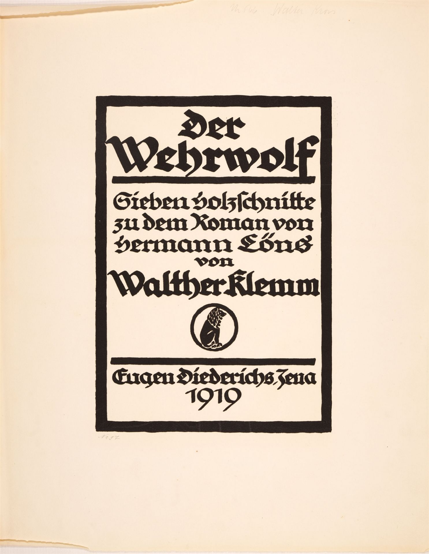 W. Klemm / H. Löns, Der Wehrwolf. Jena 1919. - Image 2 of 2