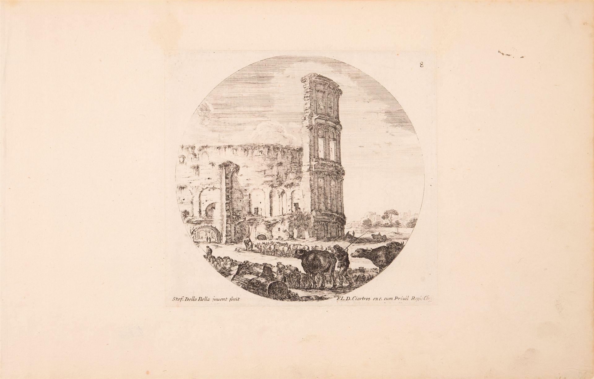 Stefano della Bella. Paysage et ruines de Rome. 10 Bll. Radierungen. - Image 6 of 10