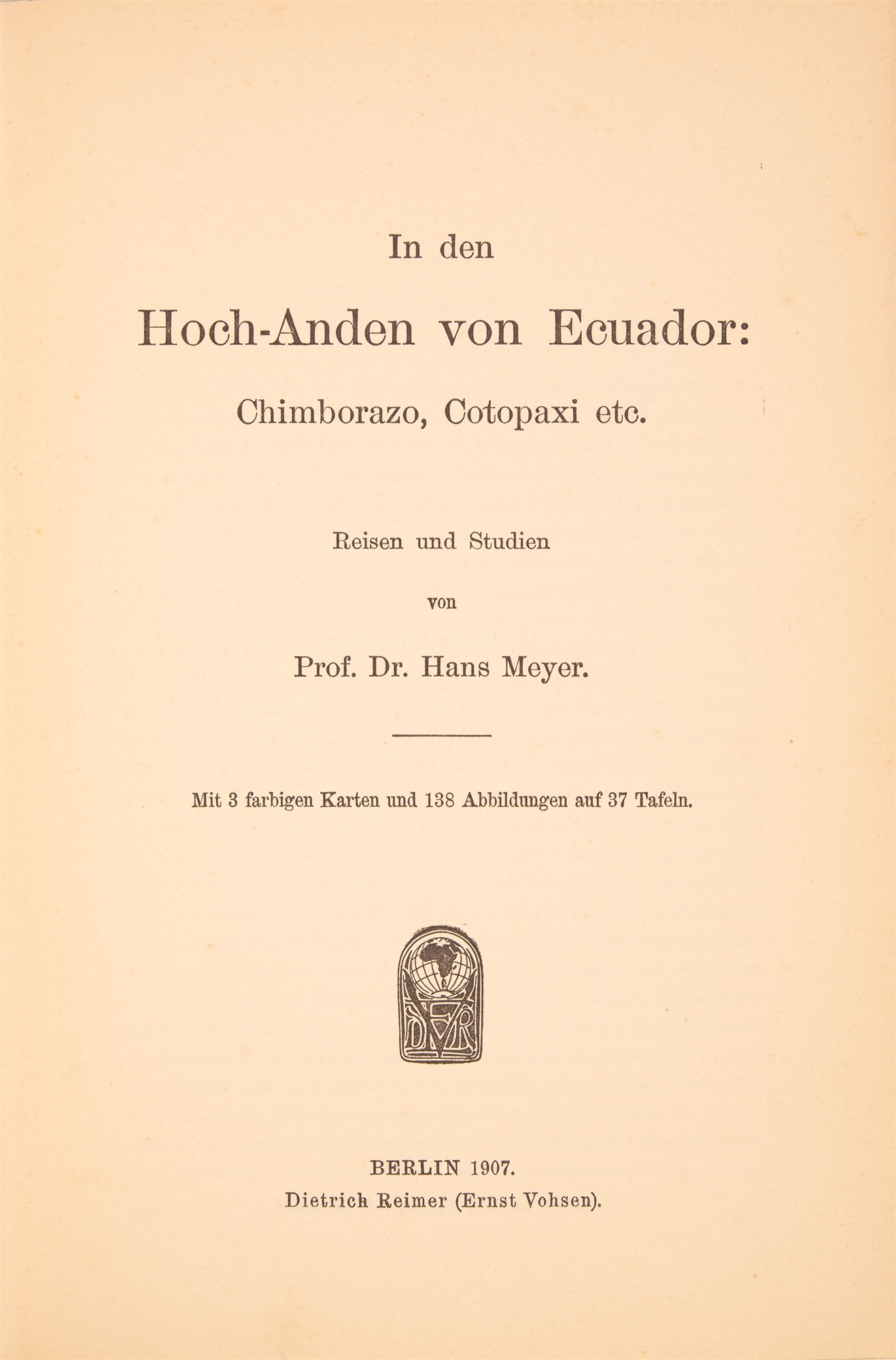 H. Meyer, In den Hoch-Anden von Ecuador. Bilderaltlas und Textband. Berlin 1907. - Image 2 of 4