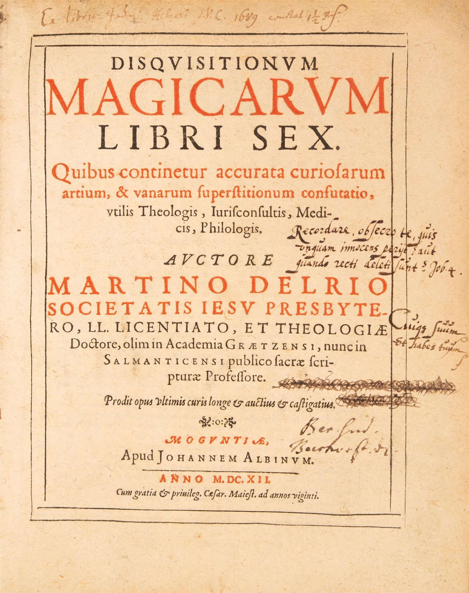 M. Delrio, Disquisitionum magicarum libri sex. Mainz 1612.