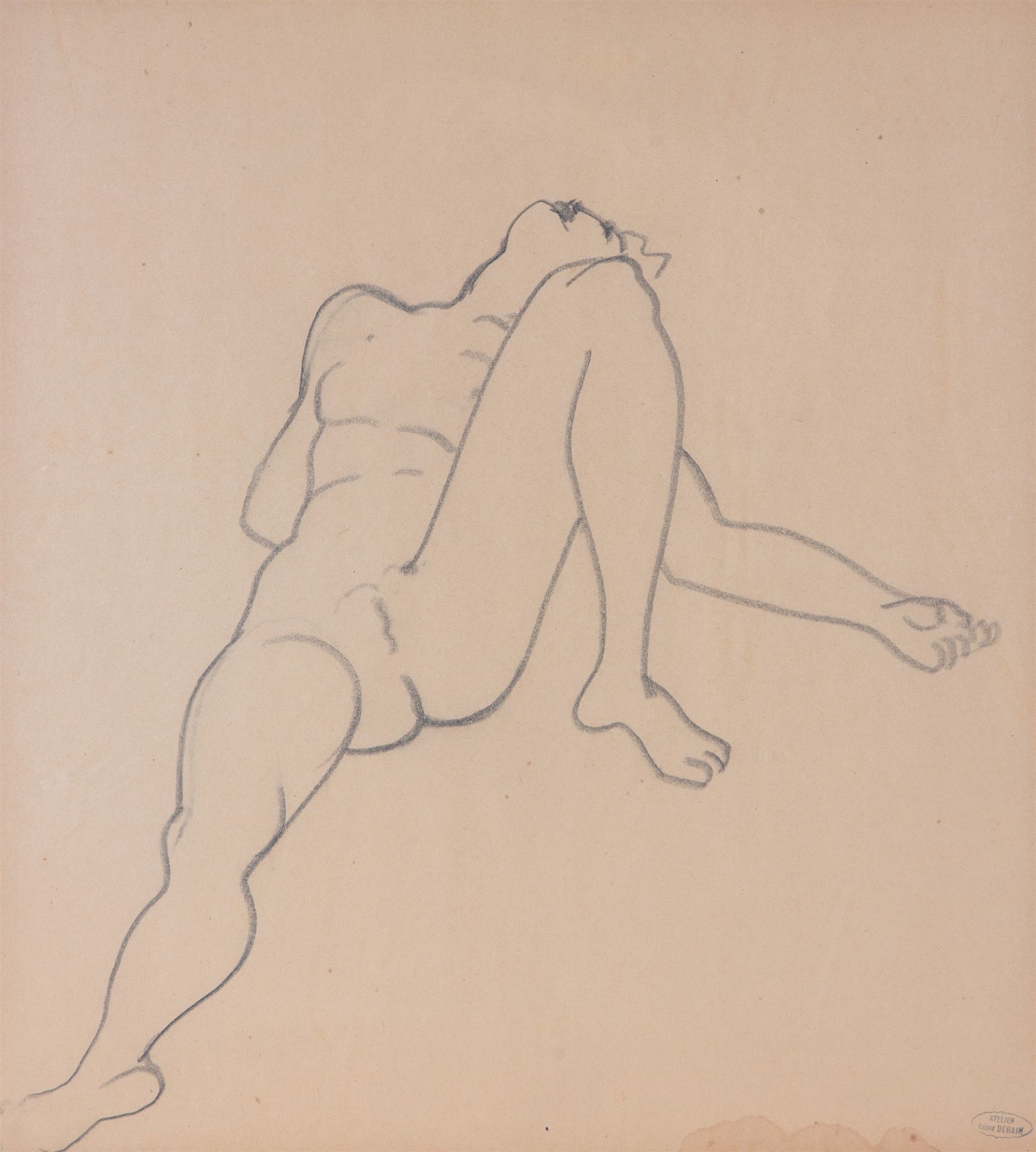 André Derain. Liegender weiblicher Akt. Kohlestift auf Papier.