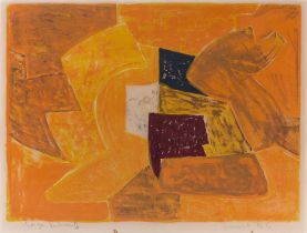 Serge Poliakoff. Komposition in Orange. 1956. Farblithographie auf Arches.