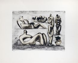 Henry Moore. Six sculpture ideas. 1979. Farblithographie auf Velin.