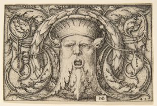 Hans Sebald Beham. Paneel mit einem Maskaron. 1543. Kupferstich.