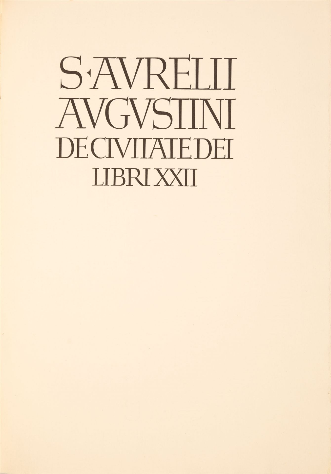 Augustinus, De civitate dei libri XXII. München: Bremer Presse 1924.