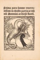 A. Florentinus, Summa theologica. Tle. 1 u. 2 (v. 4) und Repertorium in 1 Bd. Basel & Amerbach 1511.