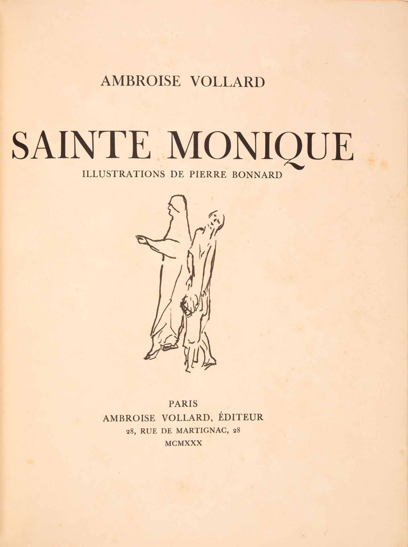 P. Bonnard / A. Vollard, Sainte Monique. Paris 1930.